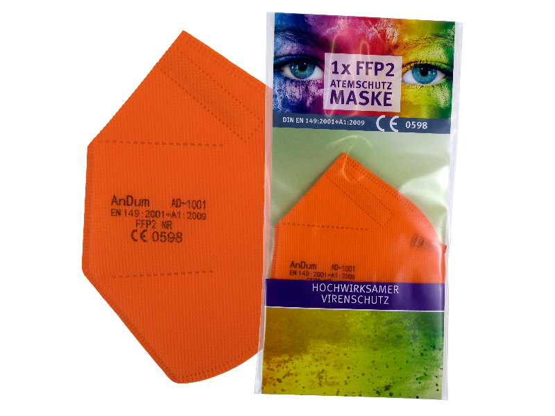 Orange FFP2-Schutzmaske mit CE